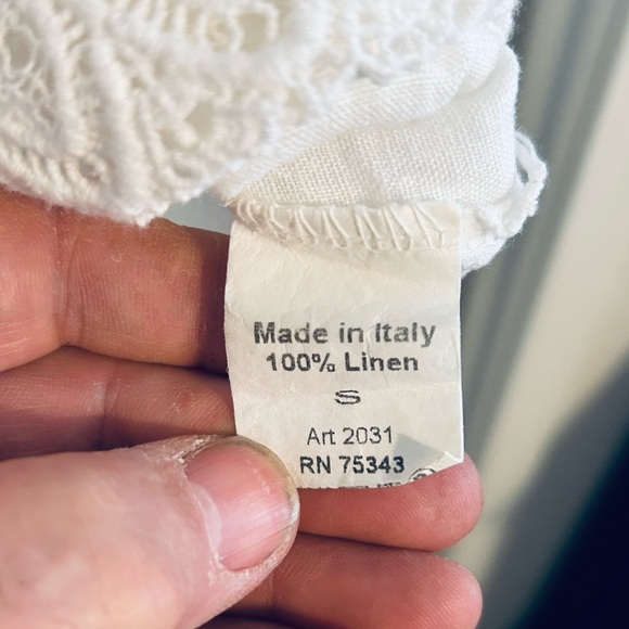 Terzo Millennio | White Lace Linen Trim Dress | Size Small - Picture 5 of 7